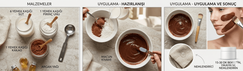 Kakao ve pirinç suyundan yapılan cilt bakım maskesinin yapım aşamaları